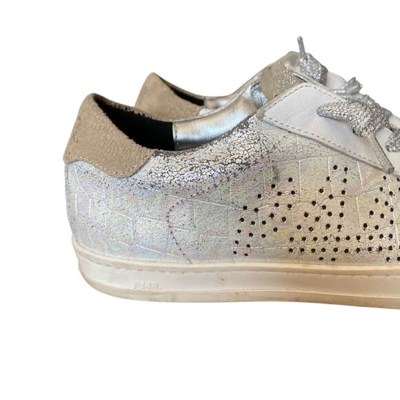 P448 John Sneaker Iridescent White Low Top Sneaker size 38 size 8 - Picture 2 of 11